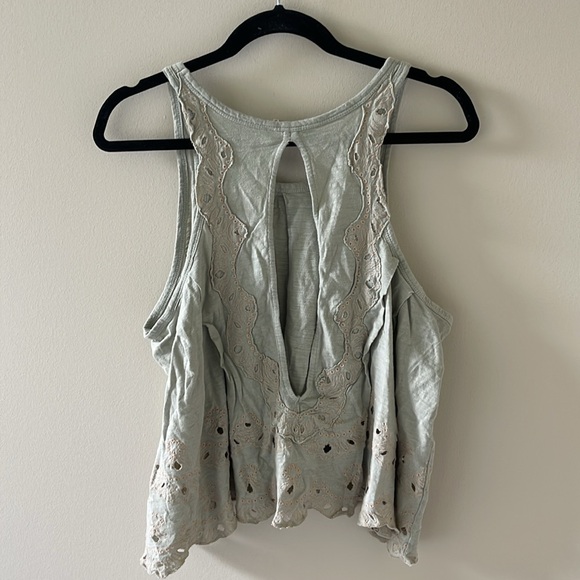 Free People Mint Boho Toosaloosa Slub Attina Eyelet Keyhole Tank Top - Picture 5 of 5